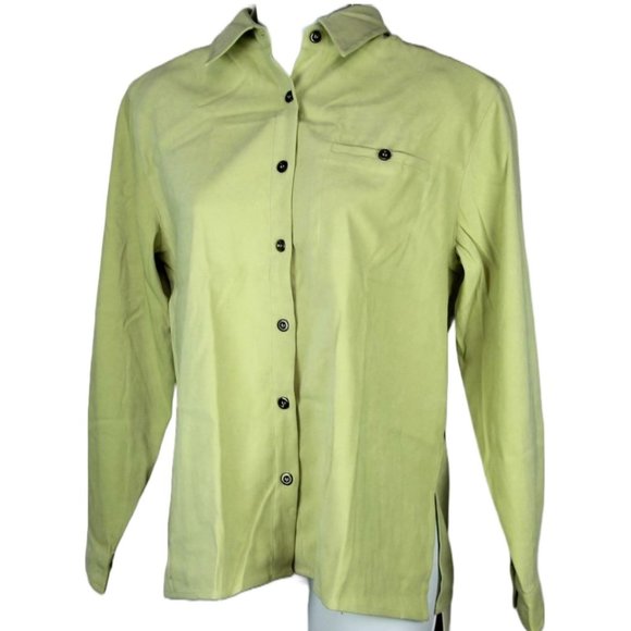 Chadwicks Tops - Chadwicks 10P Lime Green Long-sleeved Soft Real Comfort Button Front Shirt